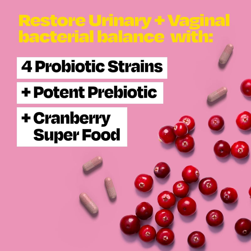 Cystex 3-in-1 Urinary Tract Probiotic for Women - Fast-Acting UTI & Yeast Infection Support with Prebiotics, Probiotics, & Cranberry - Supports Vaginal pH & Flora Balance - 30 Capsules Herbal Supplement
