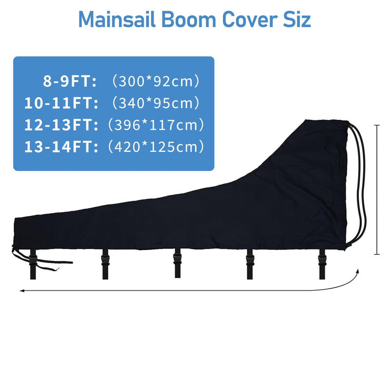 Mainsail Boom Cover, 600D Thickened Sailboat Mainsail Waterproof Cover, Protection from UV Radiation, for 13'-14' mainsails (8-9FT) 8-9FT - BeesActive Australia