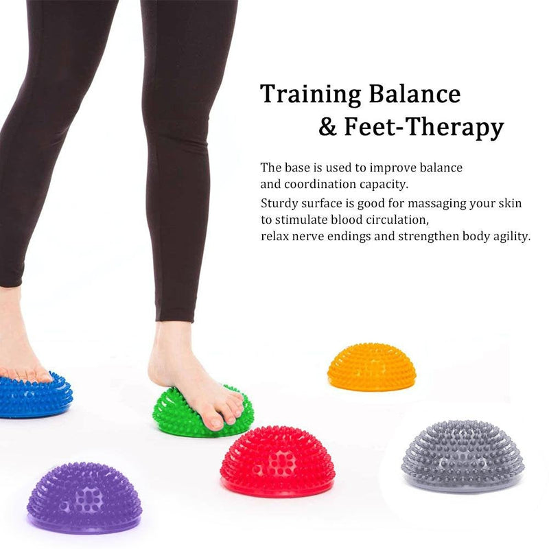 PVC Semi-Circular Durian Ball Inflatable Half Yoga Balls Massage Point Fitball Exercises Trainer Fitness Balance Ball(Green)
