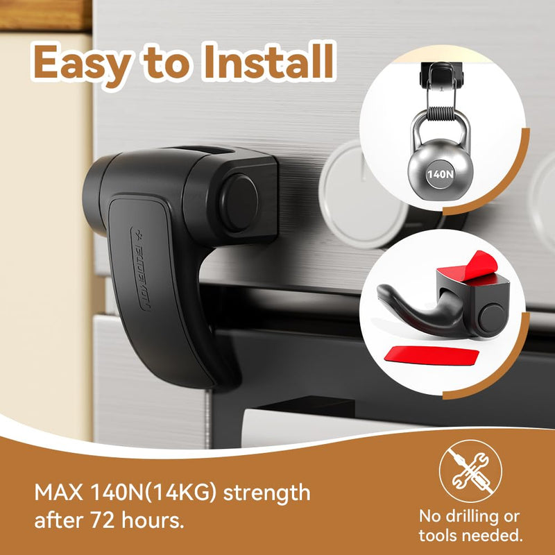 EUDEMON 1 Pack Oven Lock,Baby Proofing Oven Door Lock, Child Safety Oven Front Lock, Easy to Install & Use no Tools Need or Drill (Black) Black