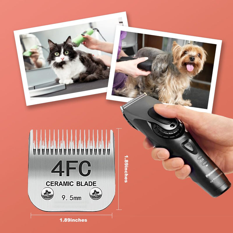 4FC Pet Dog Grooming Detachable Blades, Compatible with Andis Size-4FC Cut Length 3/8"(9.5mm), Most A5, Wahl KM Series Clippers,Made of Ceramic Blade & Stainless Steel Blade 4FC 9.5mm - BeesActive Australia