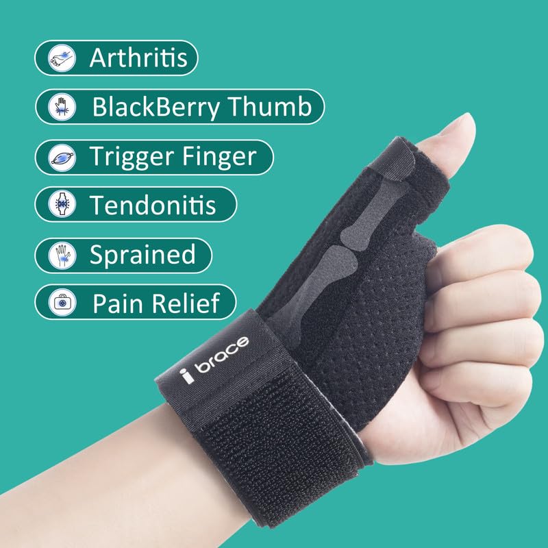 Reversible Thumb & Wrist Splint for BlackBerry Thumb, Trigger Finger, Adjustable Thumb Brace for Arthritis, Tendonitis, Sprained and Pain Relief，Wrist Stabilizer Support Carpal Tunnel，Men&Women Large/X-Large Black