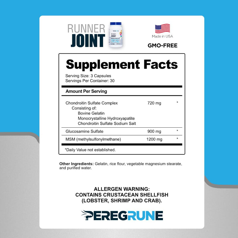Runner Joint Support Supplement | Supports Healthy Joints, Cartilage & Mobility | Glucosamine Chondroitin MSM | GMP Certified Joint Support for Athletes – 90 Capsules