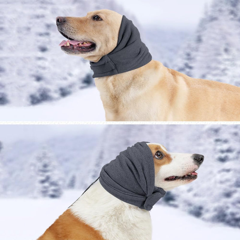 Dog Calming Hoodie Ear Wraps,Breathable Dogs Ear Protection Self-adhesive Fixing with Elastic Adjustable Buckle for Dog Calming Grooming and Force Drying Bathing Dark Gray M 35cm-48cm/13.8"-18.9"