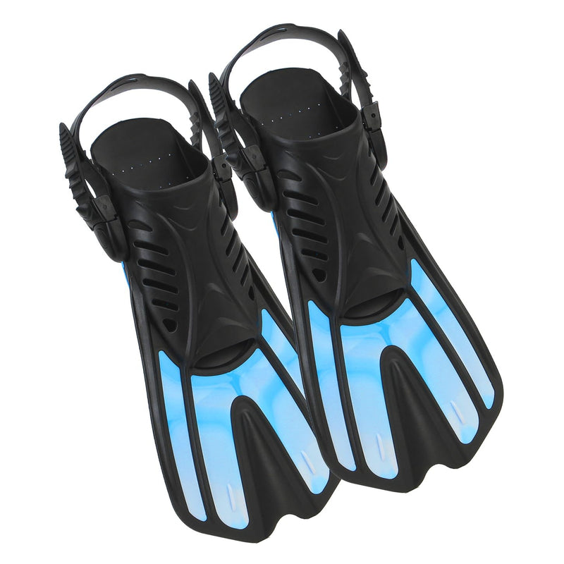 Diving fins Snorkeling Gear for Adults Snorkel fins ，Swim fins Open, Adjustable, Men, Women, Children, Swim Flippers BLUE-WHITE US Youth 1-4 | EU 32/36