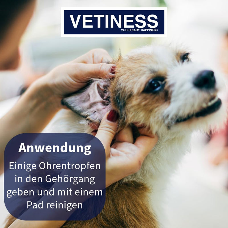 Vetiness Ear Cleaner for Dogs and Cats 100 ml | Ear drops with salicylic acid, lactic acid and lavender oil | Ear care & removes dirt and residue | Ear mites | Ear cleaner dog 100 ml ear cleaner - BeesActive Australia