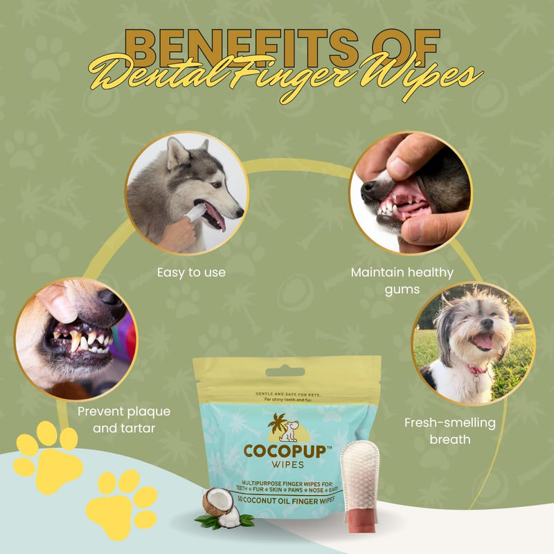 Dog Teeth Cleaning Wipes Ear Nose Paws Fur Cleaner Pure Coconut Oil - PawsPlanet Australia