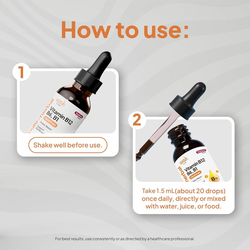 Vitamin B12 Liquid Drops 5000mcg, Liquid B12 Sublingual Drops & B12 Methylcobalamin for Women & Men Vitamin B Complex Energy Boost, Focus & Mood, Brain Health Support, 30ml x 2 Pack