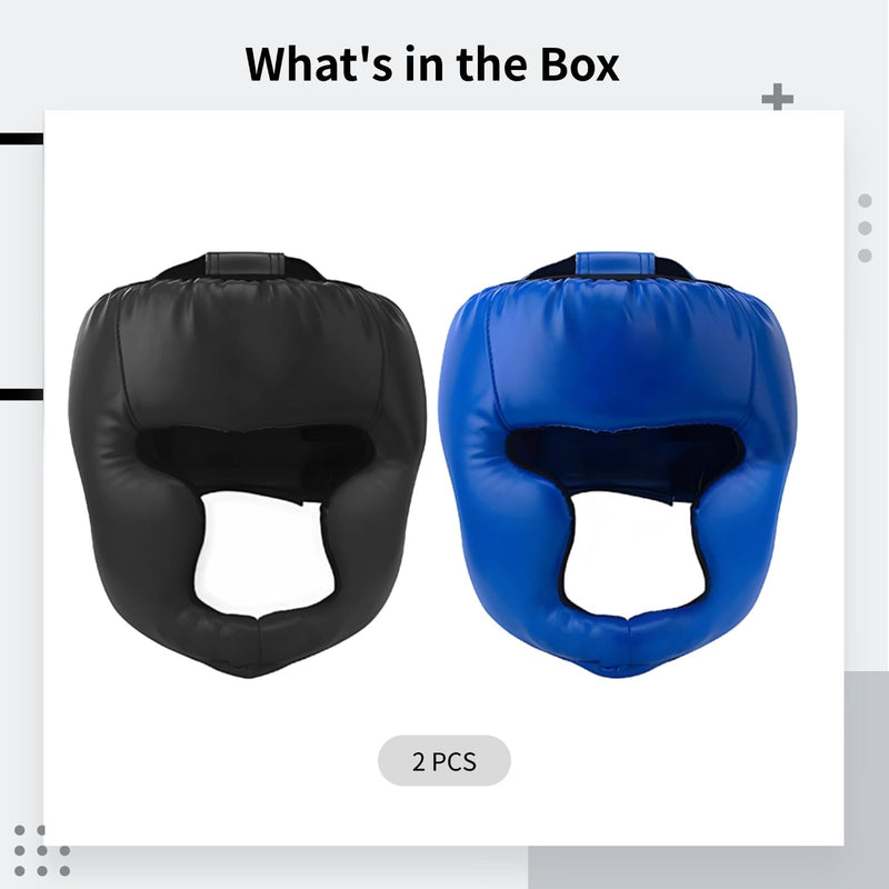 2 Pcs Boxing Headgear, Training Boxing Headgear for Men, Adjustable Size, Ideal for Kickboxing, MMA, Taekwondo, Blue and Black