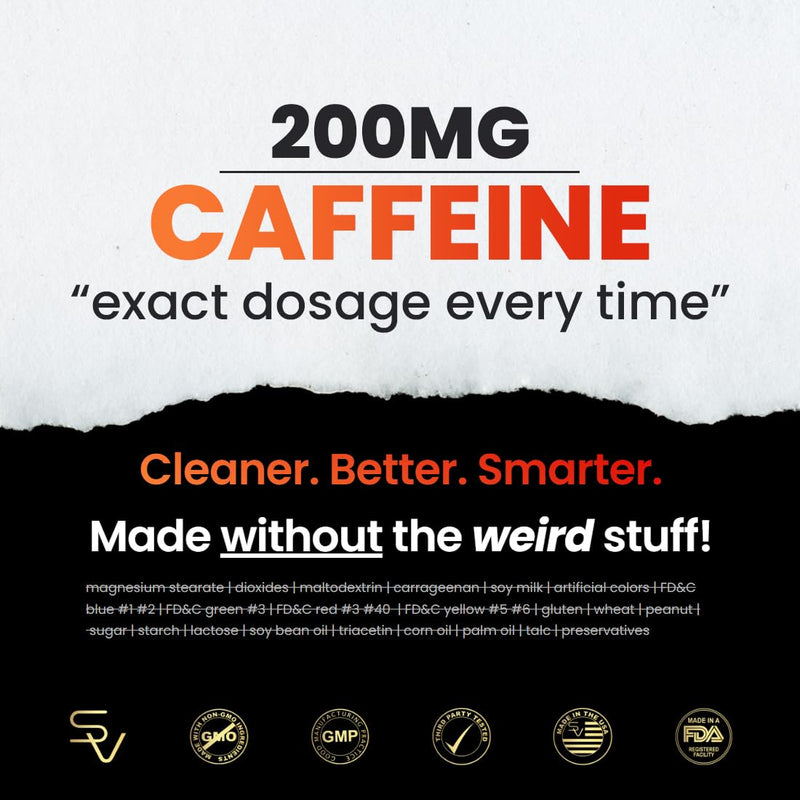 SmarterVitamins 200mg Caffeine Pills - MCT Oil from 100% Coconuts + 100mg L-Theanine, Energy and Focus, Extended Release Capsule, 50 Liquid Softgels - BeesActive Australia