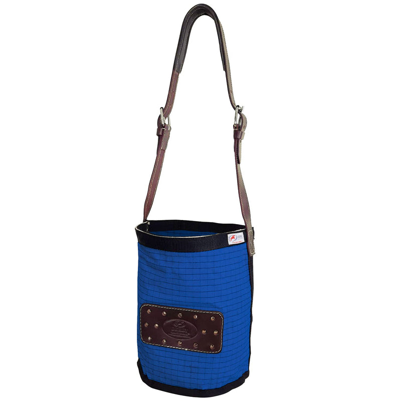 Derby Originals Ripstop 24 Oz Canvas Feed Bag with Padded Leather Crown Strap for Safety and No-Spill Flap Design Full Horse Royal Blue - BeesActive Australia
