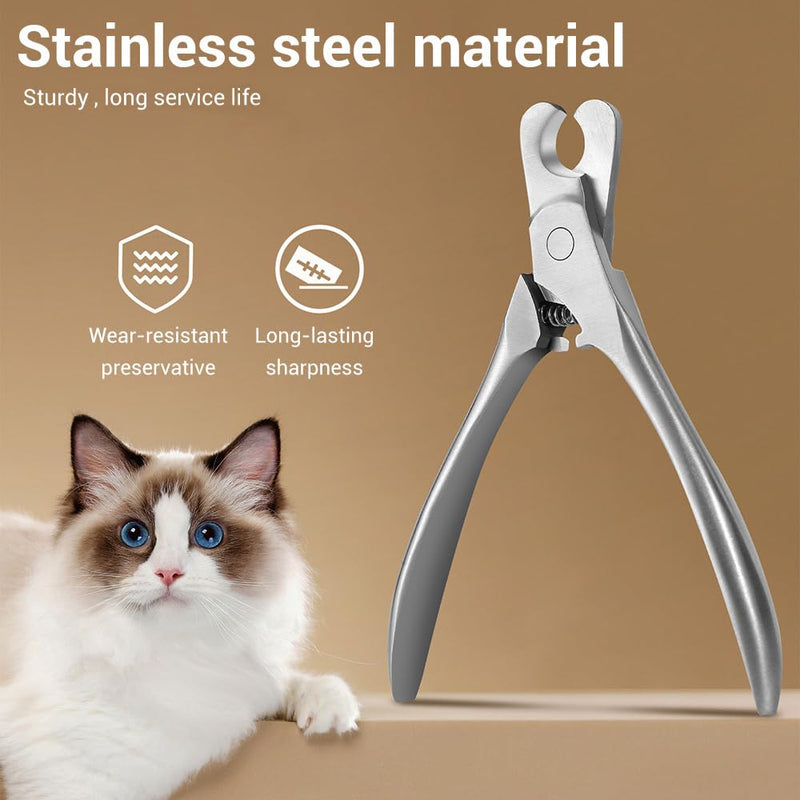 Cat Nail Clipper, Stainless Steels Pet Nail Cutters with Crescent-Shaped Cutter Avoid Overcutting for Dogs Cats Rabbits