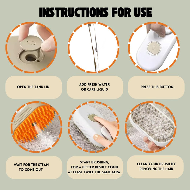 Cat Steam Brush - 3 in 1 Cat Steamy Brush, Steamy Silicone Massage Grooming Brush for Cat and Dog, Steamer Brush for Massage, Tangled And Hair Loss Remover (Cream) Cream - BeesActive Australia