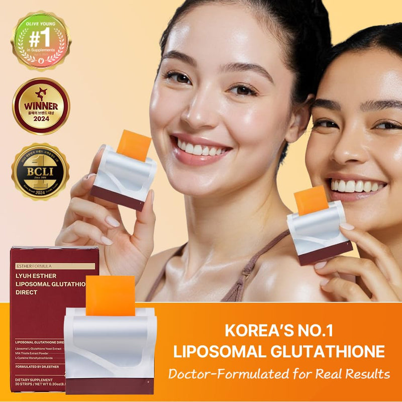 ESTHER FORMULA Liposomal Glutathione Strips (30 ct) - Glutathione Direct | Liposomal Glutathione Supplement with 90% Pure L-Glutathione for Antioxidant & Skin Glow Support, Fast-Absorbing Oral Strips 1