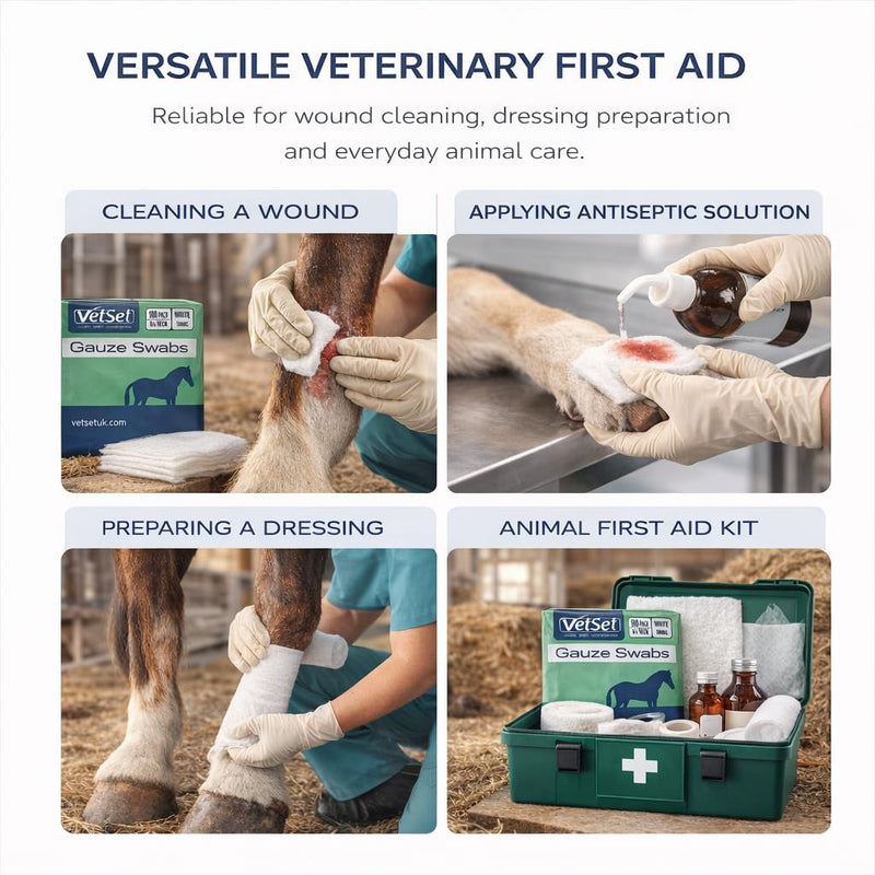 Veterinary Gauze Swabs for Horses, Dogs, Cats & Animals, 10cm x 10cm| Highly Absorbent Non Sterile Dressing Pads(12 Ply – Extra Thick & More Absorbent, 100 Pack) 12 Ply – Extra Thick & More Absorbent (100 Pack)