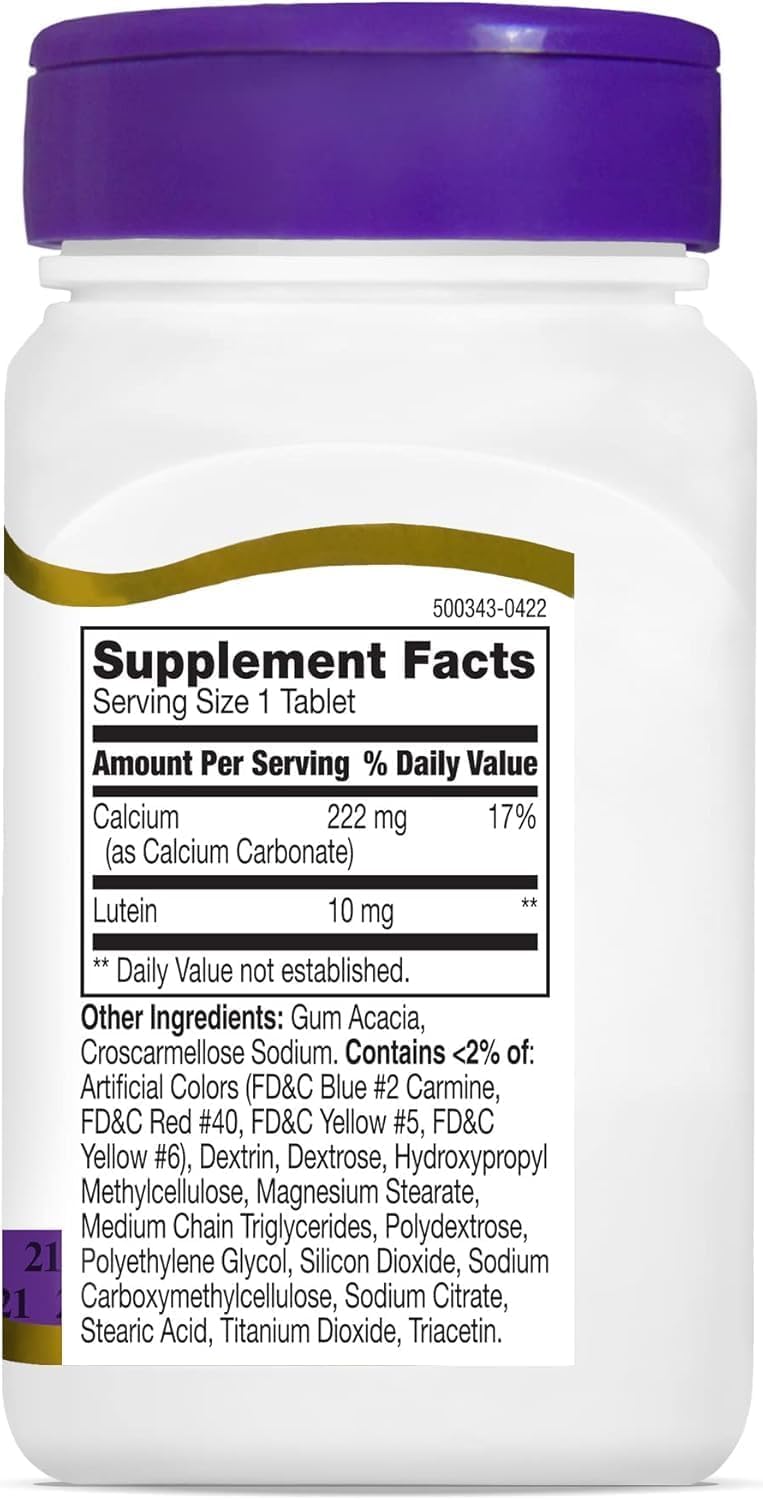 21st Century Lutein 10mg Tablets, Eye Health Support, 60 Count | Lutein 10 mg, A High-Potency Eye-Health Phytonutrient, Vision & Antioxidant Support, For Adults, Gluten Free 60 Count (Pack of 1)