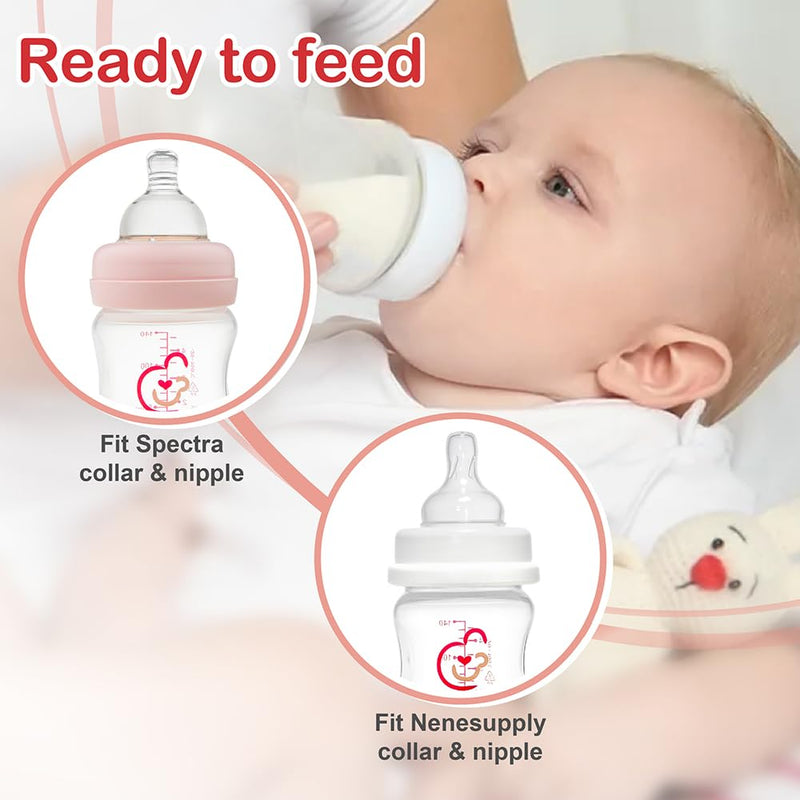 Nenesupply 9oz 4 Count Wide Neck Breast Pump Bottles Use as Bottles for Pumping with Spectra S1 Spectra S2 9 Plus Breast Pumps. Pump Bottles for Spectra Pump. Breastmilk Storage and Collection Bottles 9 Ounce (Pack of 4) - BeesActive Australia