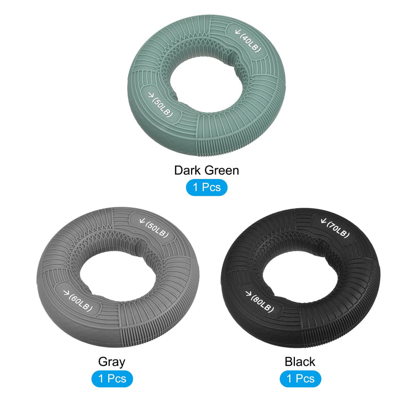 uxcell Hand Grip Strengtheners, 40-50/50-60/70-80Lb Silicone Grip Strength Training for Rock Climbing, 1 Set