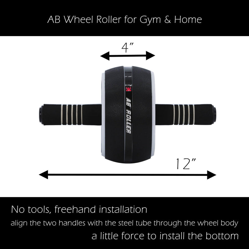 AB Wheel Roller, Exercise Abdominal Fitness Wheel, Work-out Strength-Training Roller, 12"W Yellow