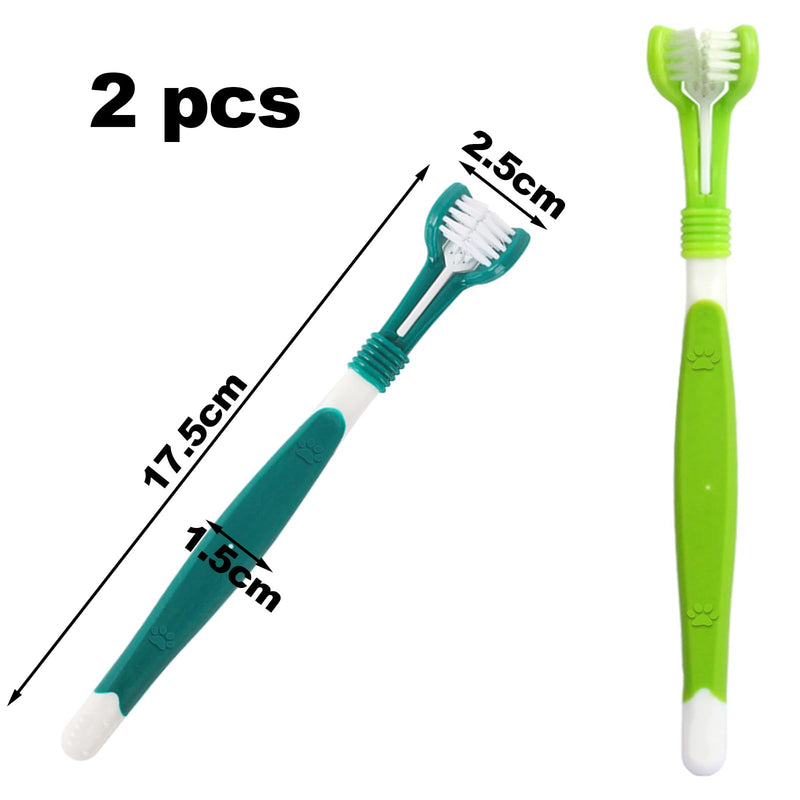 Pack of 2 Long Handle Dog Toothbrush, 360 Degree Cat Toothbrush Soft Pet Cat Dental Care Dog Oral Hygiene Deep Clean Pet Teeth Cleaning Set, Triple Head Toothbrush, Oral Care - BeesActive Australia