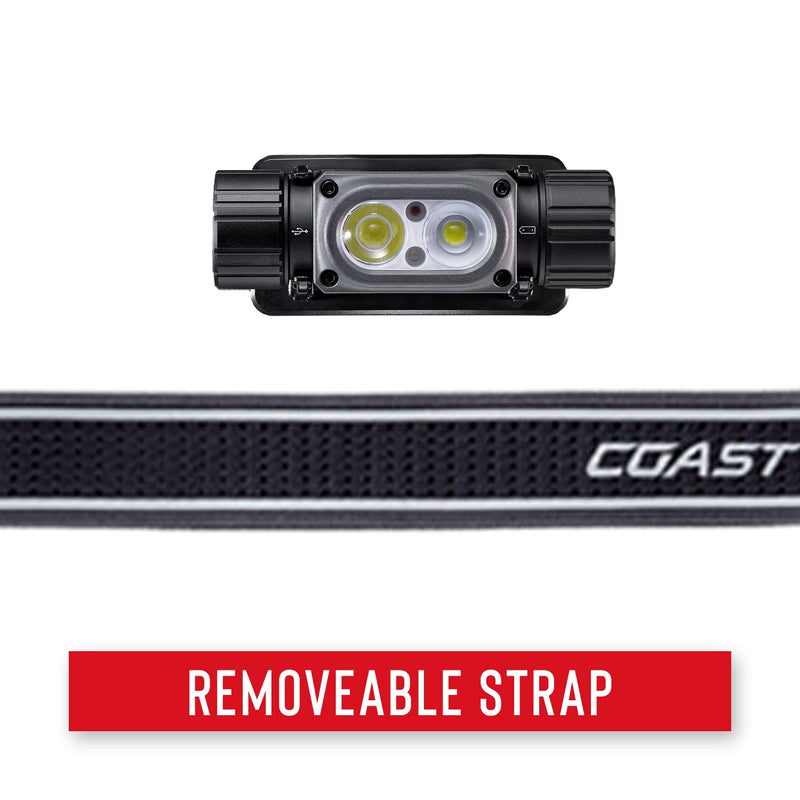 Coast WPH34R 2000 Lumen Waterproof Ultra Bright IP68 USB Rechargeable-Dual Power Headlamp, 6 Modes with Spot and Flood Beams, Black/Grey - BeesActive Australia