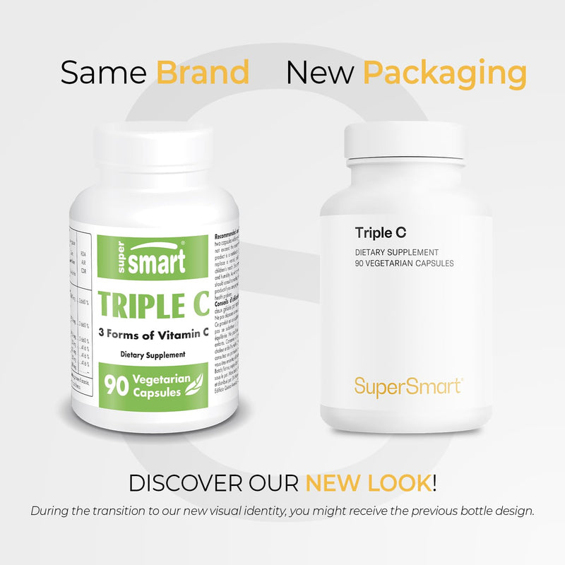 Supersmart Triple C (High Strength) - 3-in-1 Complex - Vitamin C Supplement - Enhanced with Flavonoids | Non-GMO & Gluten Free - 90 Vegetarian Capsules