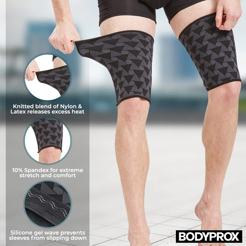 BODYPROX Thigh Compression Sleeve(1 Pair), Hamstring Compression Sleeve for Men and Women Medium