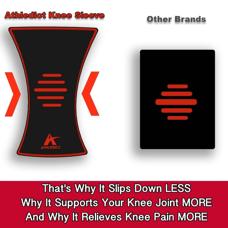 ATHLEDICT Knee Brace Compression Sleeve with Strap for Best Support & Pain Relief for Meniscus Tear, Arthritis, Running, Basketball, MCL, Jogging and Recovery for Men & Women (Black, Large) Black - BeesActive Australia
