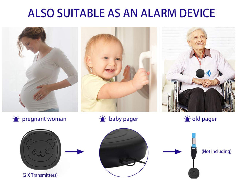 Wireless Doorbell, Dog Bells for Potty Training IP55 Waterproof Doorbell Chime Operating at 950 Feet with 55 Melodies 5 Volume Levels LED Flash (1 Receiver 2 Transmitters) 1 Receiver 2 Transmitters - BeesActive Australia