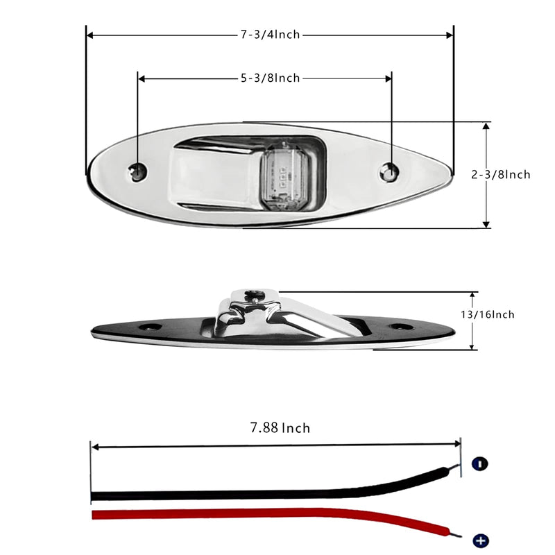 Marine Navigation Lights Red and Green Bow Light LED for Boat USCG 2 NM Waterproof 12 Volt Stainless Steel Side Flush Mounting 1 Pair
