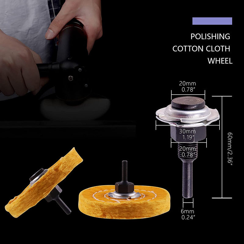 4” Buffing Wheel with Polishing Compound and 1/4” Shaft Drill Adapter Set, 8 Pcs Polishing Tool Kit, Bench Grinder
