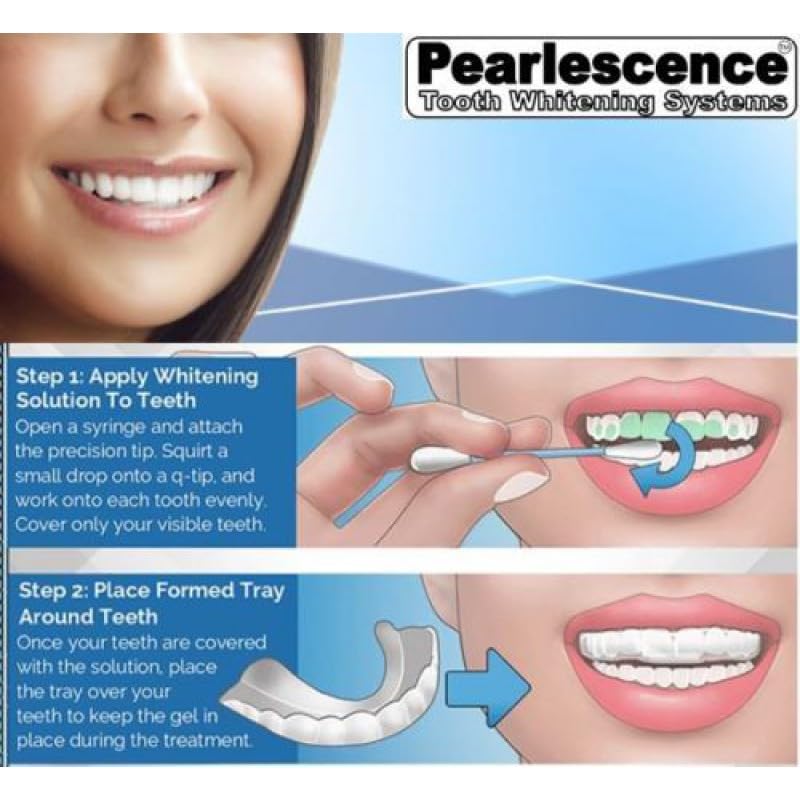 Pearlescence Teeth Whitening System 16% Carbamide Peroxide Gel Kit, 2 x 10ml Whitening Gel + 3 Boil and Bite Trays + Paper Shade Guide and Instruction.