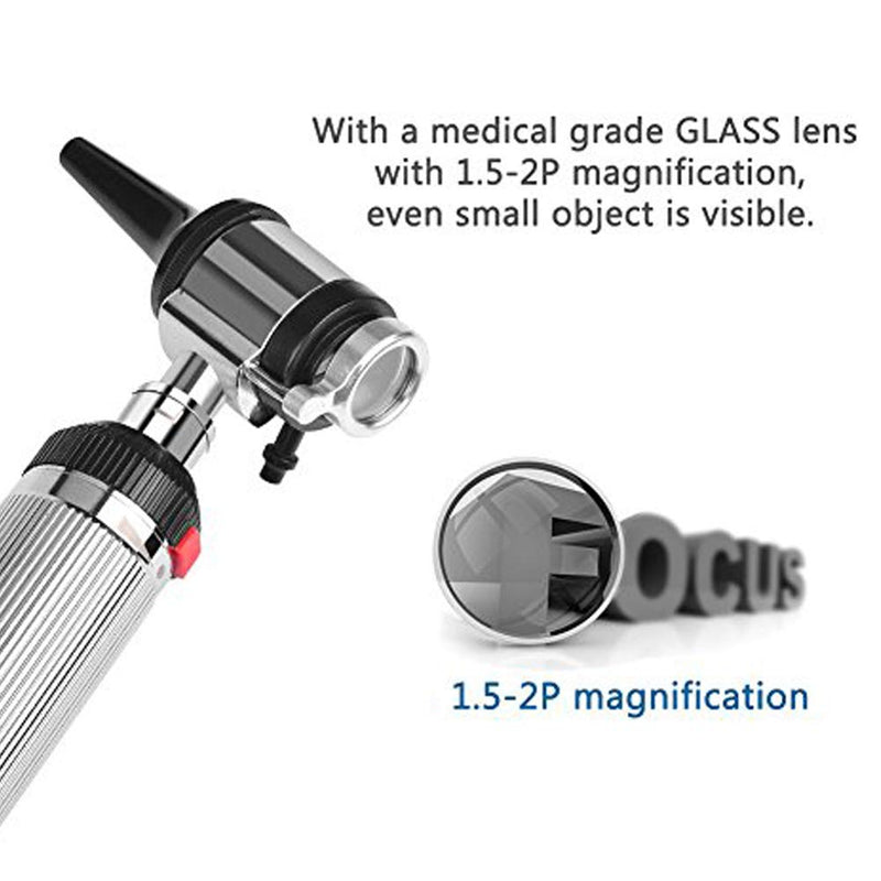 Ear Otoscope Kit - 4X Magnifying Ear Scope with Lights Endoscope Diagnostic Medical Instrument Otoscope - 3 Speculum Tips Inspect Ear for Children, Adults, Doctors, Veterinary, Pets Screening - BeesActive Australia