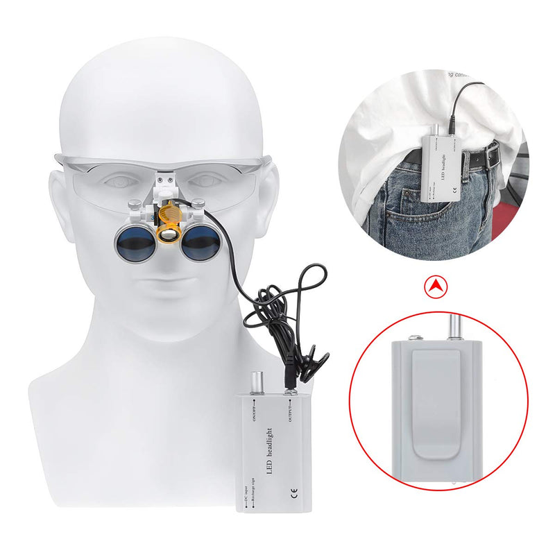 3.5X-420mm Loupes Binocular Magnifier Loupe with 3W LED Spot Filter Headlamp (Silver) Silver - BeesActive Australia