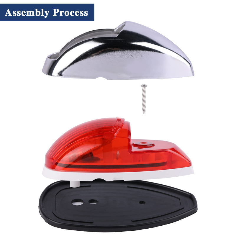Pontoon Navigation Lights Red and Green Bow Light LED Marine USCG 2 NM Waterproof 10-30 Volt 1 Pair For Boat (Vacuum Electroplate Silver)
