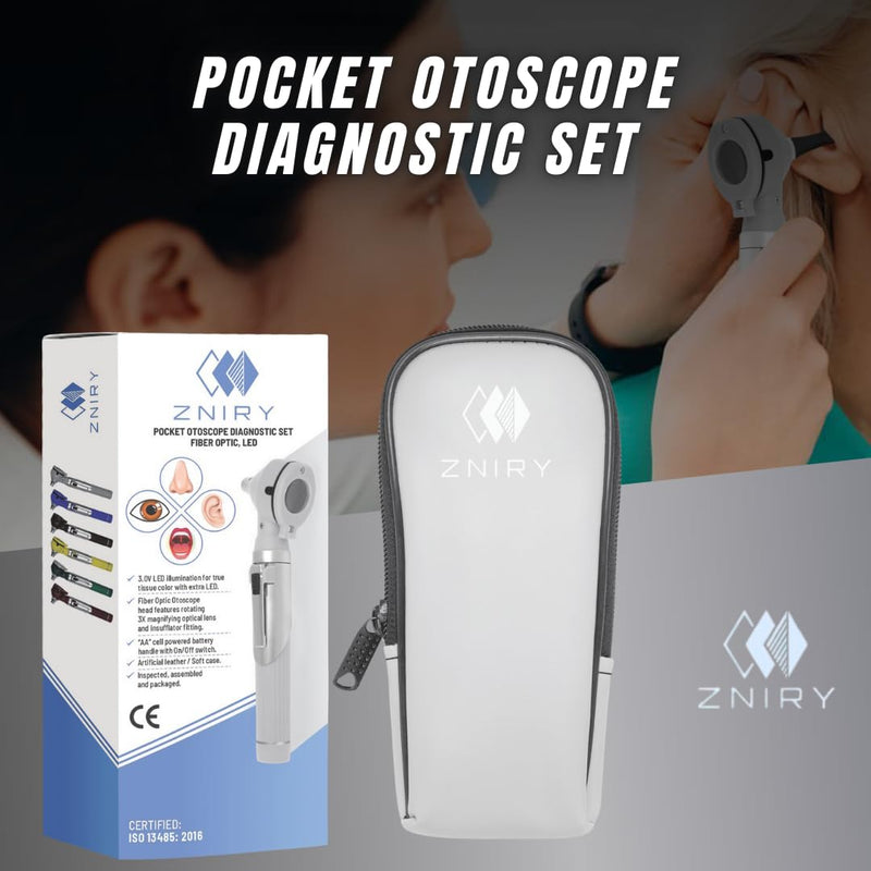 Mini Otoscope - Ear Scope with Light, Ear Infection Detector Mini Otoscope - Portable Ear Light and Exam Kit for Home Use - 3X Magnifying Fiber Optic Scope (Grey) Grey - BeesActive Australia