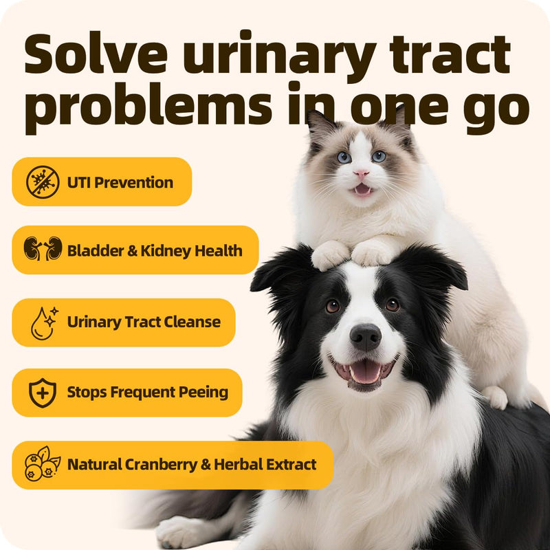 Urinary Tract Supplement for Urinary Tract Health, Infection Treatments, Bladder Health, Dog UTI, Bladder Stones, Incontinence Support, Pain Relief for Cats and Dogs 0.84 Fl Oz (1 Bottle) 1 Bottle