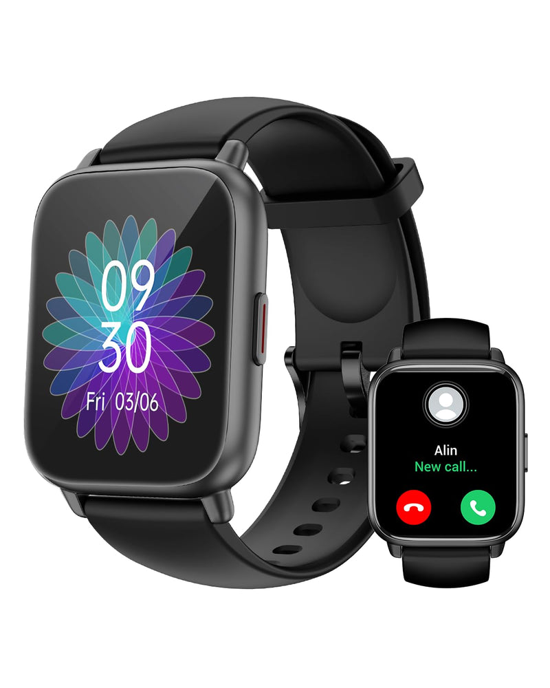 RUIMEN Smart Watches for Men Women (Answer/Make Calls), 1.8" Smartwatch for iOS/Android Phones, Fitness Tracker Watch with Heart Rate/Sleep Monitor Pedometer Waterproof (2 Bands Included), Black - BeesActive Australia