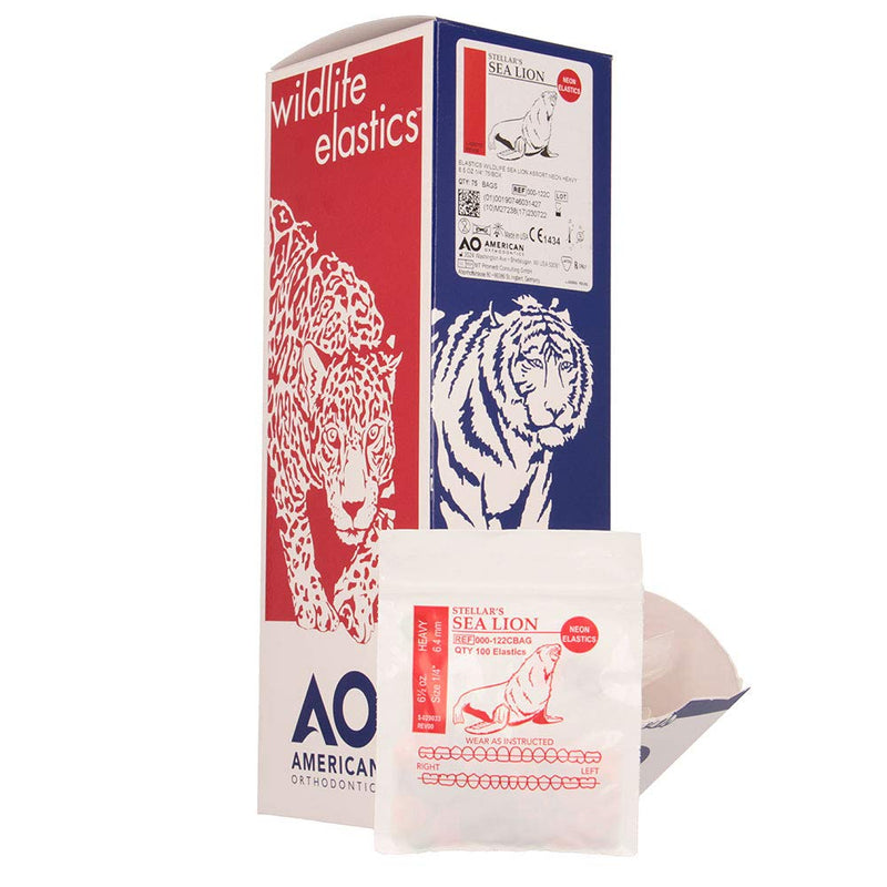 American Orthodontics Sea Lion Elastics, 1/4 in, 6.5 oz, Latex, Neon Heavy, 6.5 Oz 7500