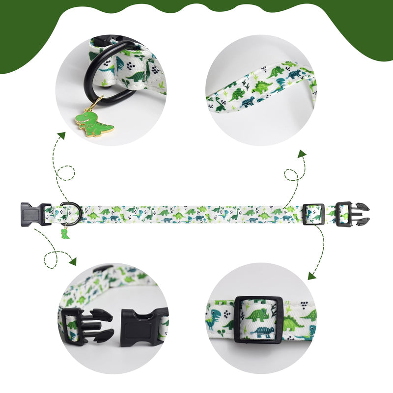 TDTOK Cute Dog Collar for Small Medium Large Dogs, Adjustable Cotton Soft Dinosaur Patterned Pet Dog Collar with Lightweight Quick Release Buckle Dog Collars for Female Male Dogs S - BeesActive Australia