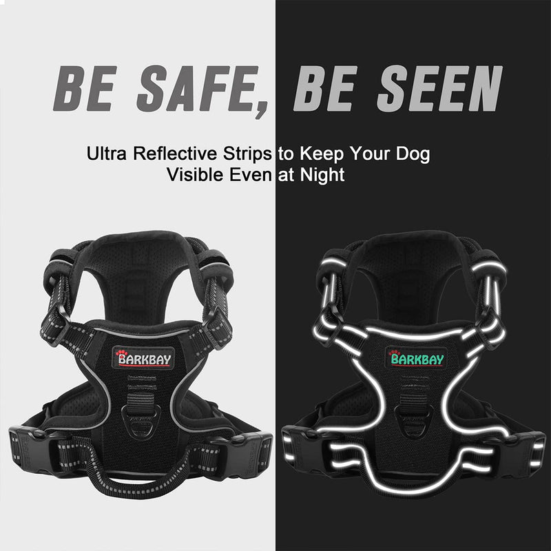 BARKBAY No Pull Dog Harness Front Clip Heavy Duty Reflective Easy Control Handle for Large Dog Walking(Black,L) Large(Chest:27-32") Black - BeesActive Australia