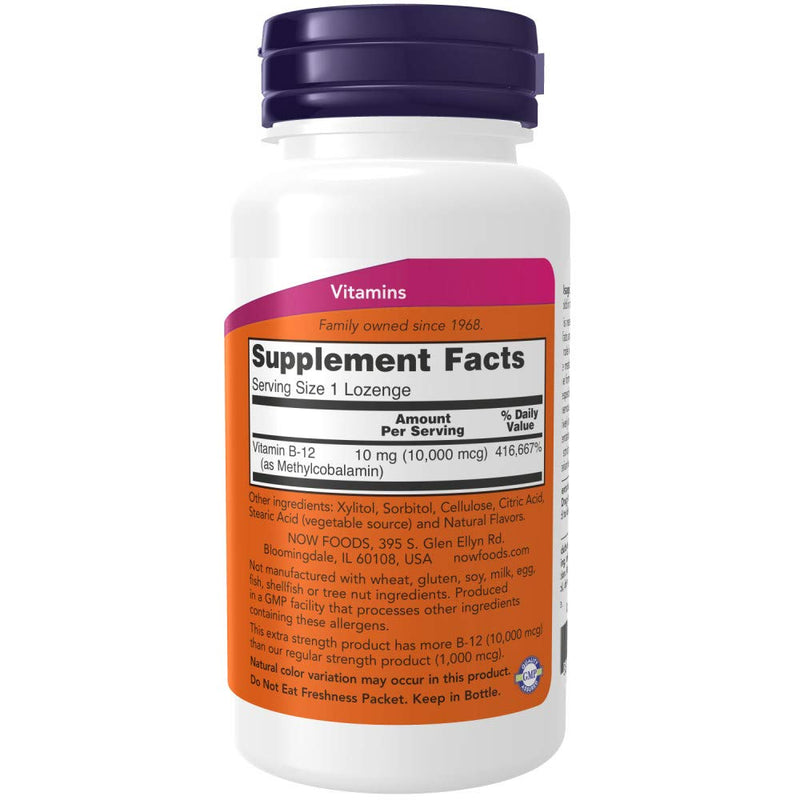 NOW Foods Methyl B-12 10000 mcg, 60 Lozenges (Pack of 2)