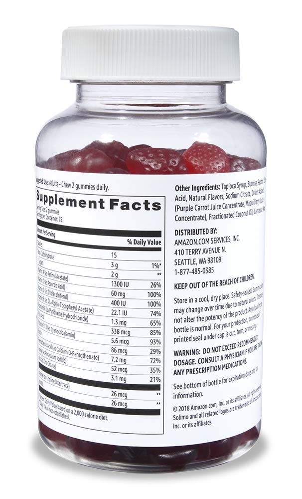 Amazon Basics Adult Multivitamin (150 Gummies) and Amazon Basics Fiber Gummies (90 Gummies)