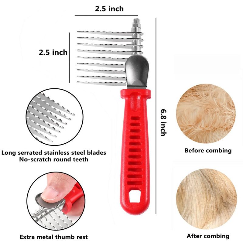 QUMY Dog Comb for Dematting, Stainless Steel Pet Grooming Comb, Removes Dead, Matted or Knotted Hair, Finishing and Fluffing, Comfort-Grip Handle - Pack of 1 - BeesActive Australia