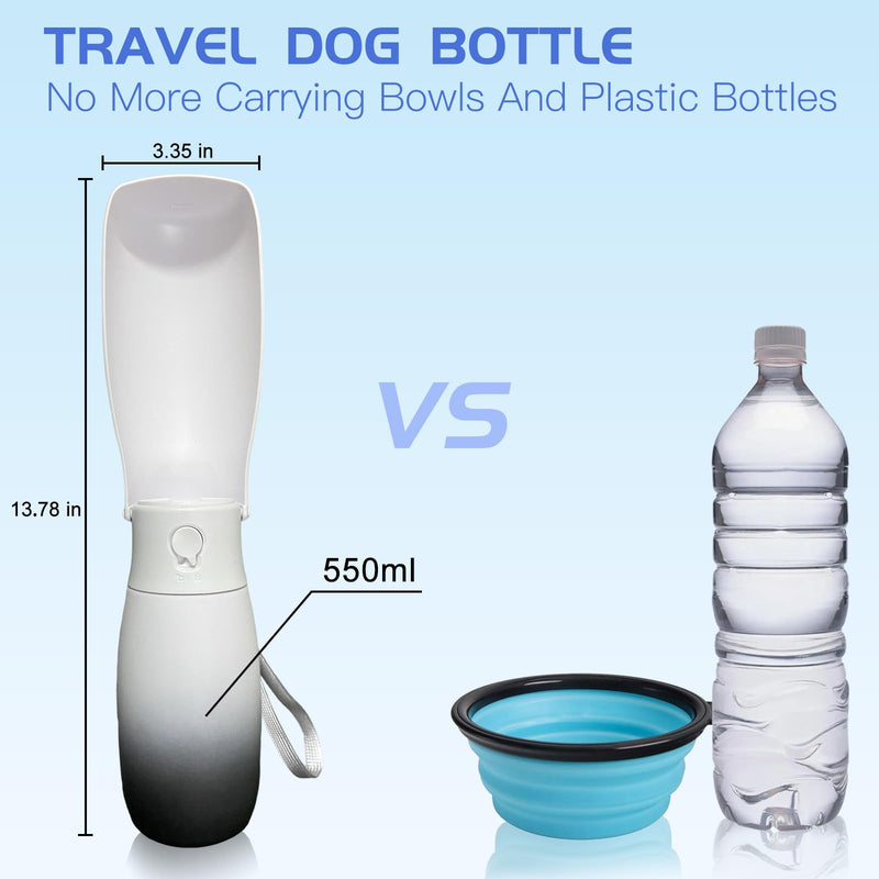 Foldable Portable Dog Water Bottle, Food Grade Plastic Dog Water Bowl Dispenser, High-Temperature Resistant Dog Accessories for Outdoor, Travel Gifts for Dog(19Oz, Black&White) Black White 19oz - BeesActive Australia