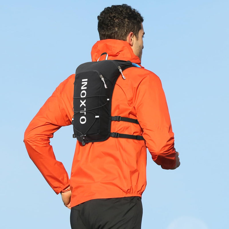 INOXTO Running Hydration Vest Backpack,Lightweight Insulated Pack with 1.5L Water Bladder Bag Daypack for Hiking Trail Running Cycling Race Marathon for Women Men 611 Black White