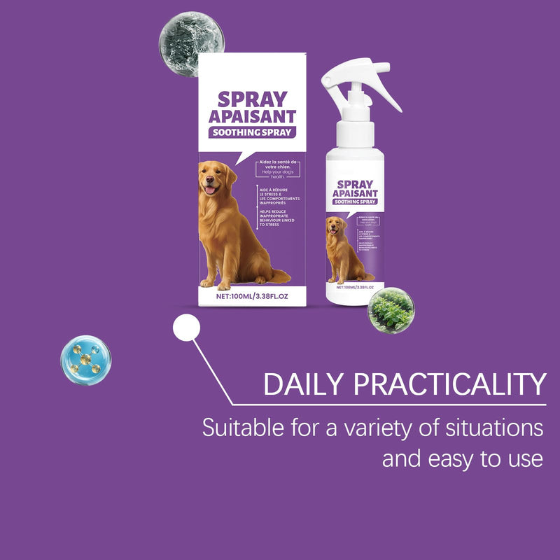 Pet Calming Spray for Dogs & Cats, Calms for Anxiety Helps Reduce Stress, Calming Diffuser for Use Around the House & Travelling, Soothing Spray for Blankets Carriers Pet Bedding, Gentle Formula 100ml