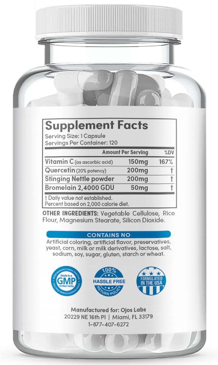 Advanced Histamine Defense - Natural D-Hist Supplement to Block Histamine Intolerance - 120 Capsules