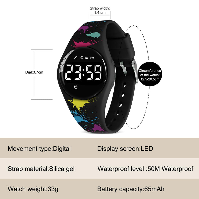 Kids Watches for Girls Boys Digital Sport Watch with Step Counter Pedometer Vibration Alarm Clock, No App Waterproof Fitness Tracker Kids Watch Boys Girls Teens Students Ages 5-16 110-F-Craffiti