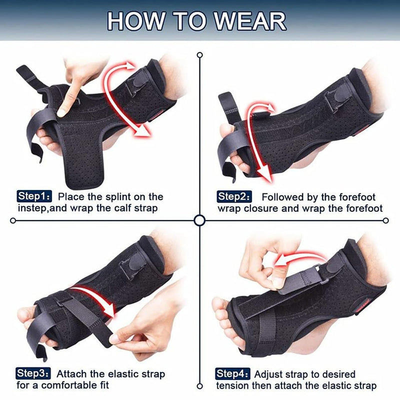 Night Splint - Plantar Fasciitis Night Splint with Foam Pad & Detachable Aluminum Bar, Drop Foot Brace for Walking, Achilles Tendonitis Brace, Foot Stretcher for Heel Spur Relief